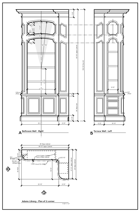 Detail of right-hand corner cabinet