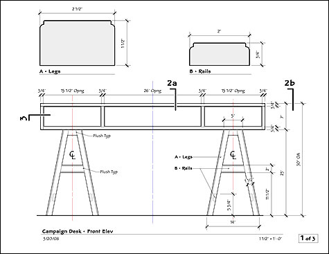Working drawing; front elevation.