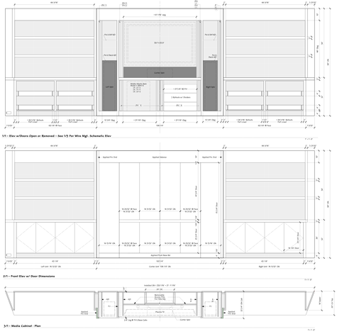 Working drawing; 2 elevs & plan section