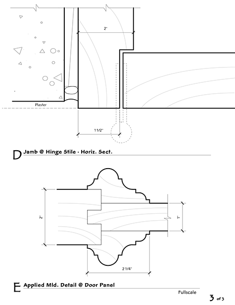 Shop drawing; section details, D & E