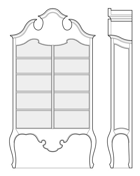 Cabinet; front and side elevations
