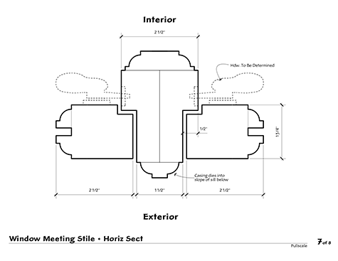 Shop drawing; section thru meeting stiles