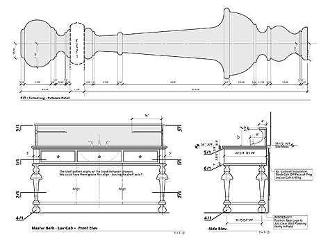Elevations and Detail of Turned Leg